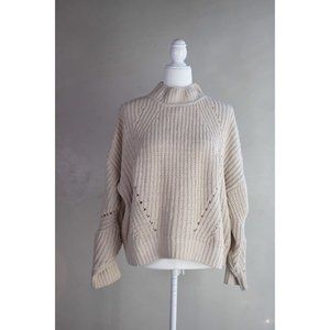 American Threads Beige Pointelle Knit Sweater Small/Medium